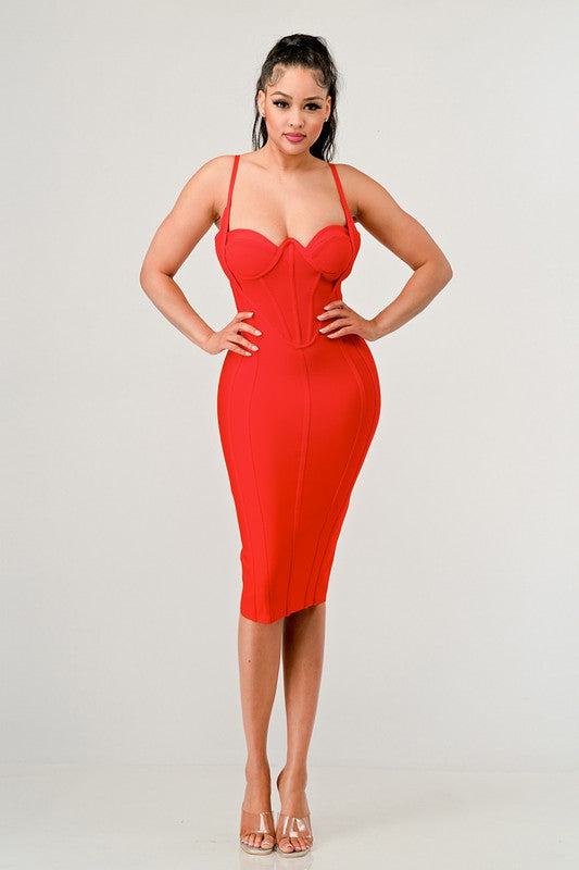 Corset Bandage Midi Dress
