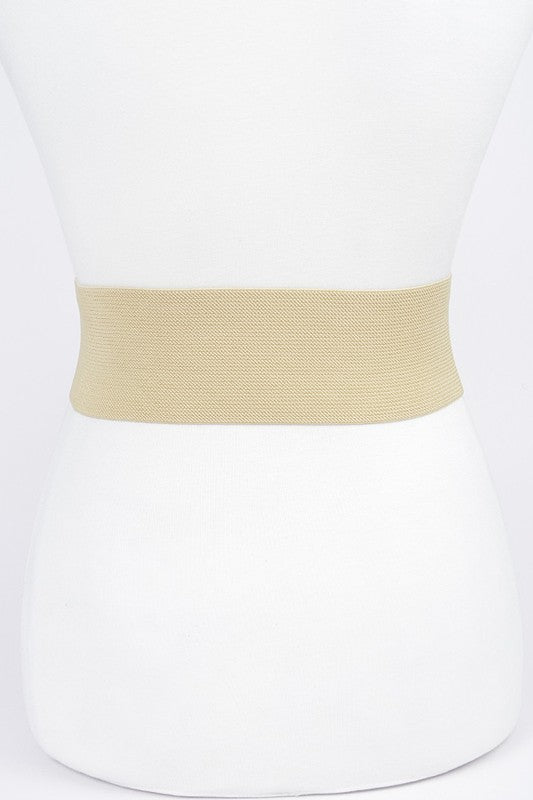 Metallic Faux Leather Elastic Fashion Wide Belt