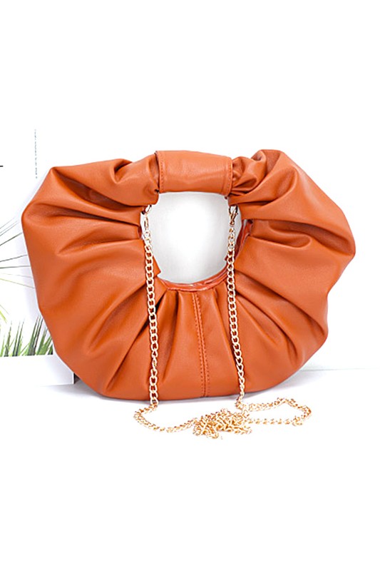 Circle Faux Leather Pleated Clutch