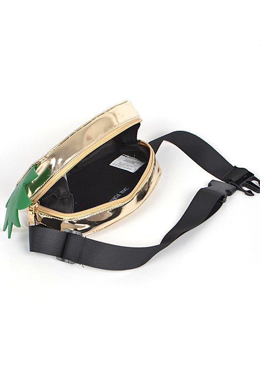 Gold Metallic Pineapple Novelty Belt Bag