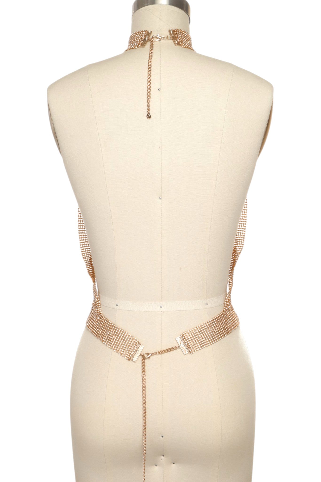 0 Gold or Silver Rhinestone Mesh Statement Body Chain
