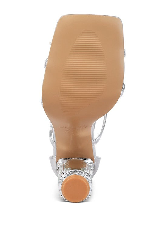 Z Affluence T Strap Stone Encrusted Heeled Sandal