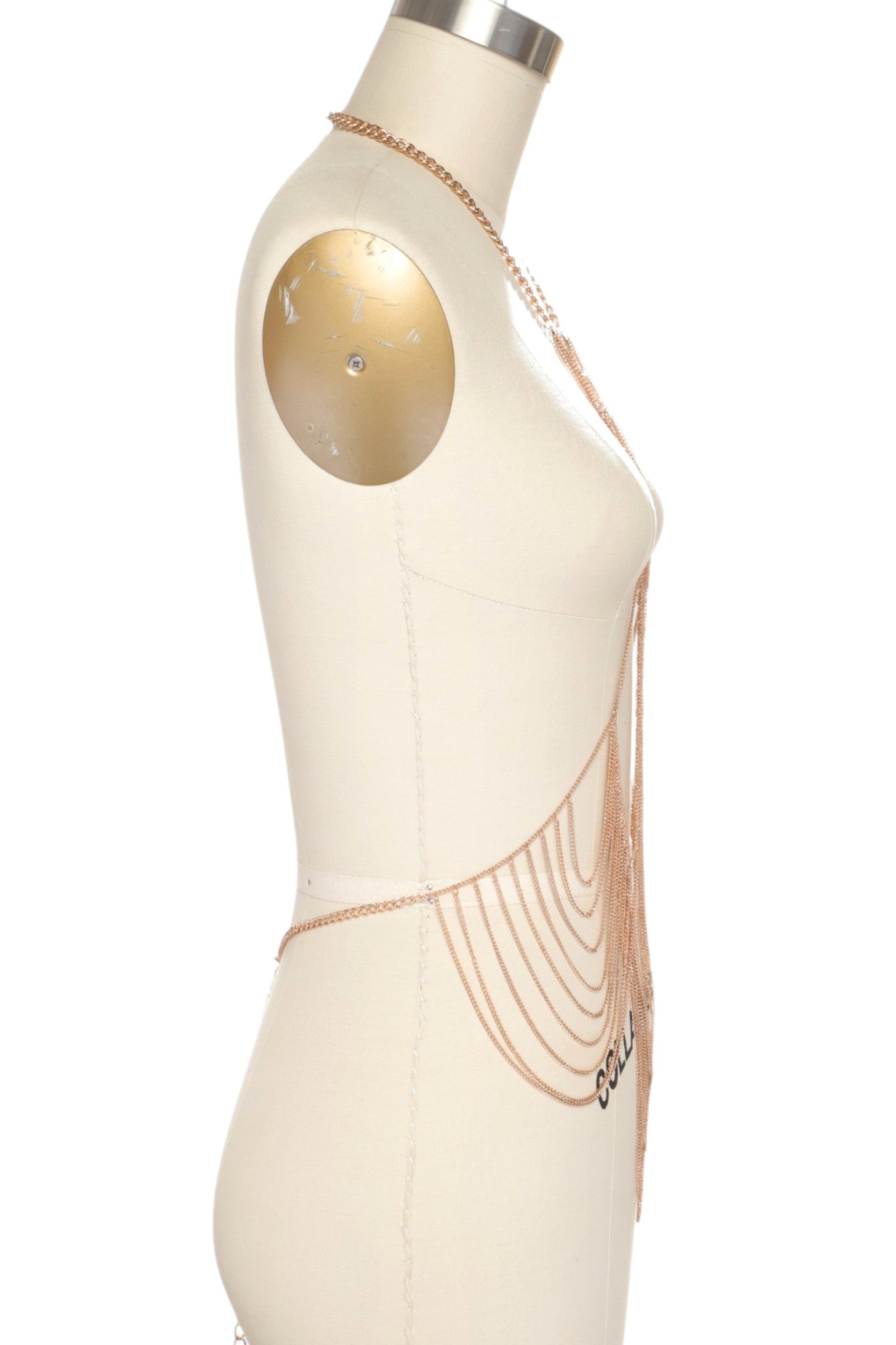 0 Gold or Silver Draped Rhinestone Body Chain