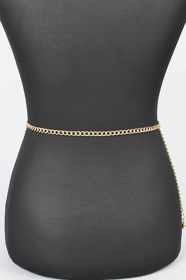 Aang Pearl Layered Chain Statement Belt