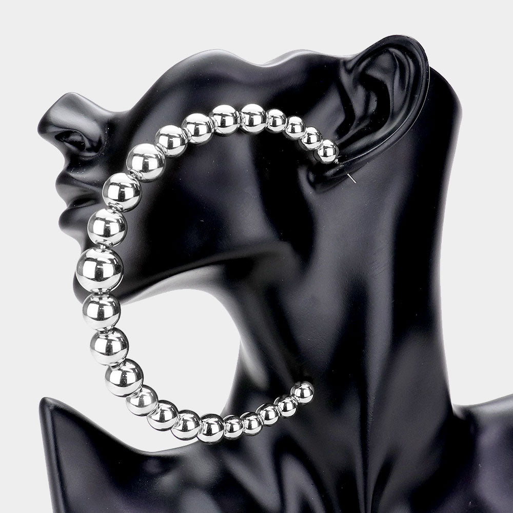 1 Oversized Metal Ball Hoop Statement Earrings