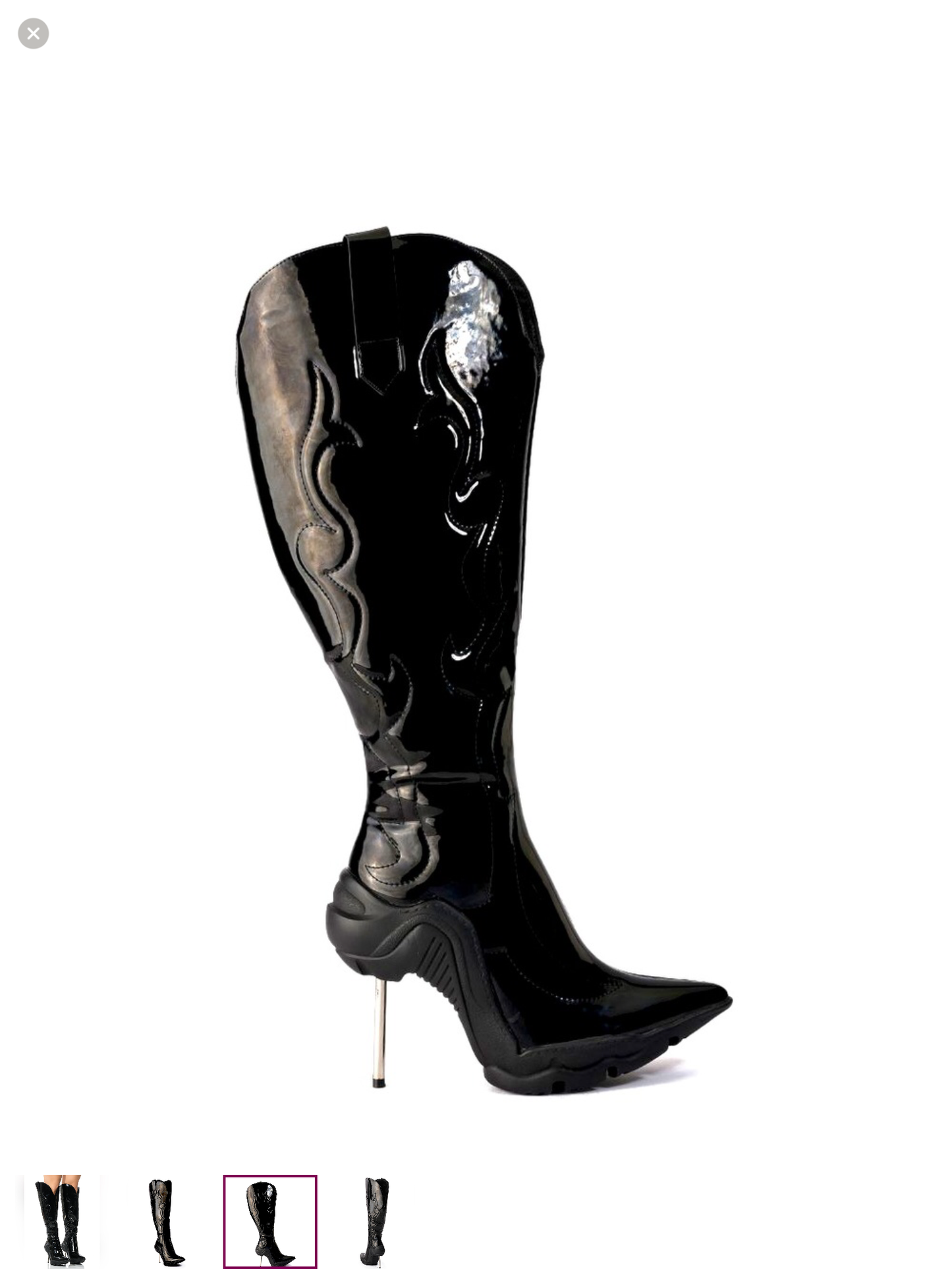 Azalea Wang Black Patent Leather Knee High Western Cowboy Boots