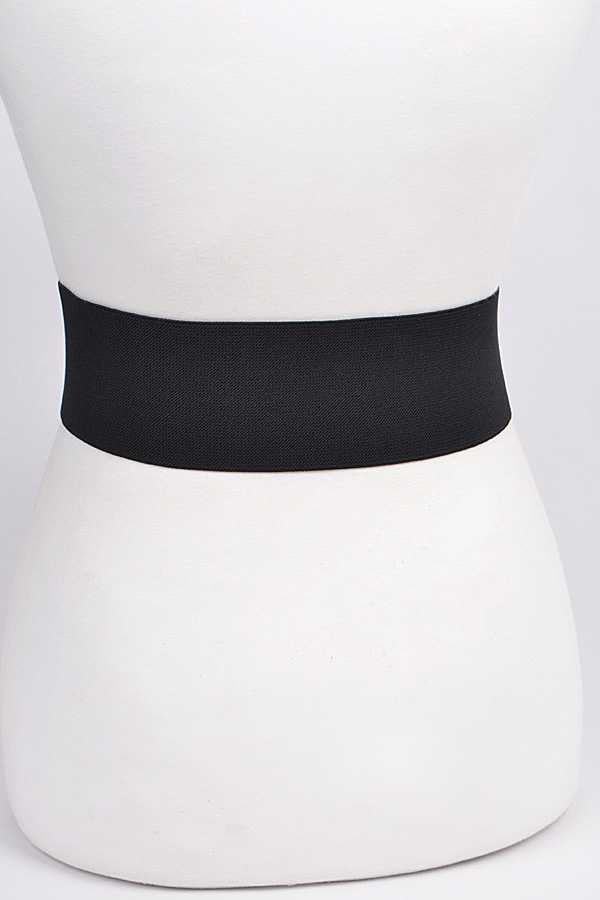 Black Elastic Studded Statement Belt