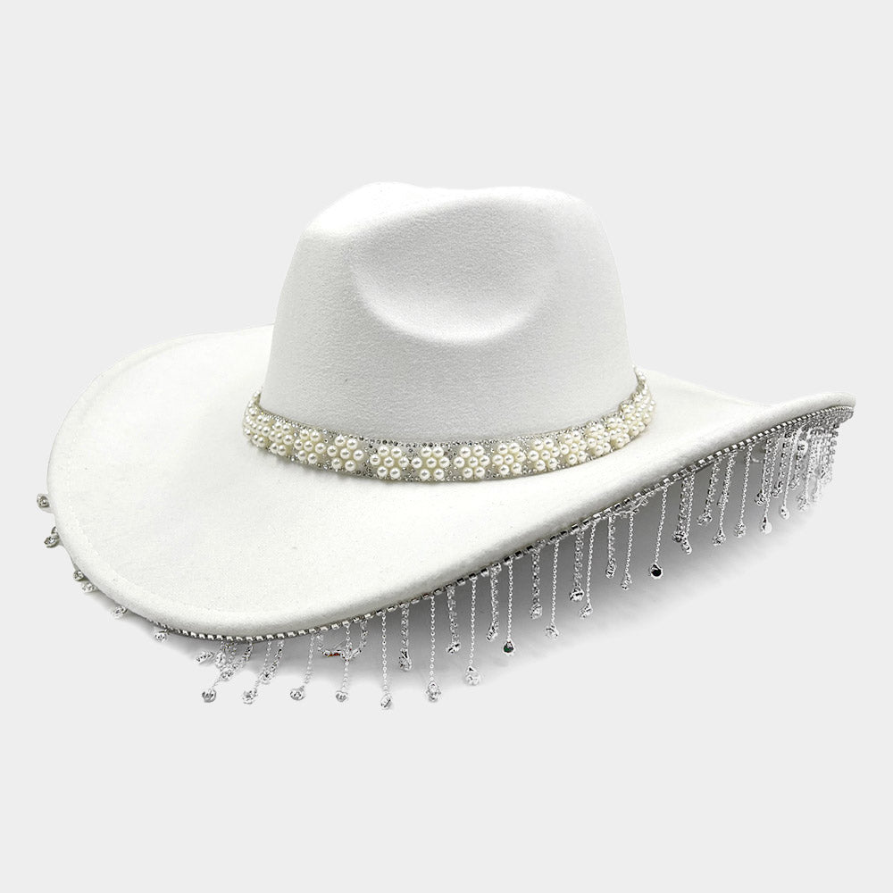 Bey’s Embellished Rhinestone Stone Paved Fringe Around Cowboy Western Hat