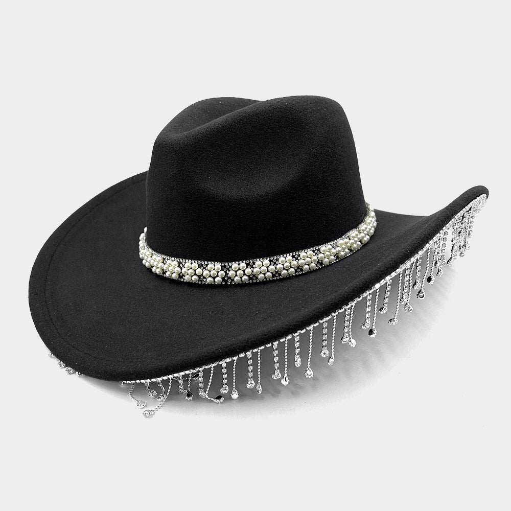 Bey’s Embellished Rhinestone Stone Paved Fringe Around Cowboy Western Hat
