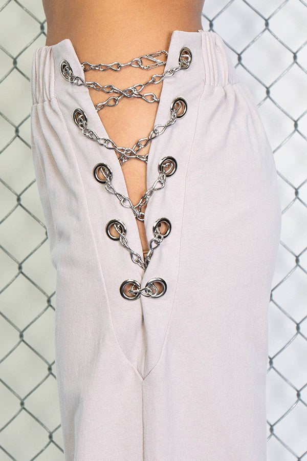 BB Taupe Chain Accent Lounge Sweat Pants