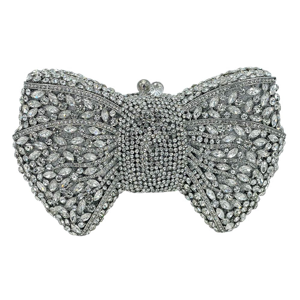 Ari Crystal Rhinestone Embellished Bow Evening Clutch Bag