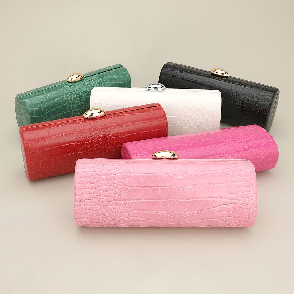 Ann Croc Leather Textured Pattern Clutch Evening Bag