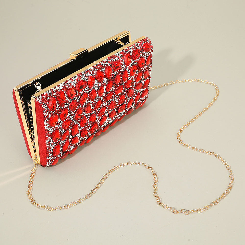Aza Faucet Stone Embellished Evening Clutch Bag