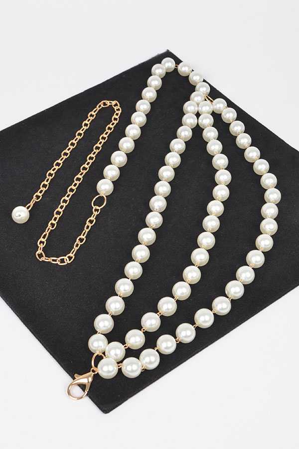 Aaliyah Draped Pearl Station Chain Statement Belt