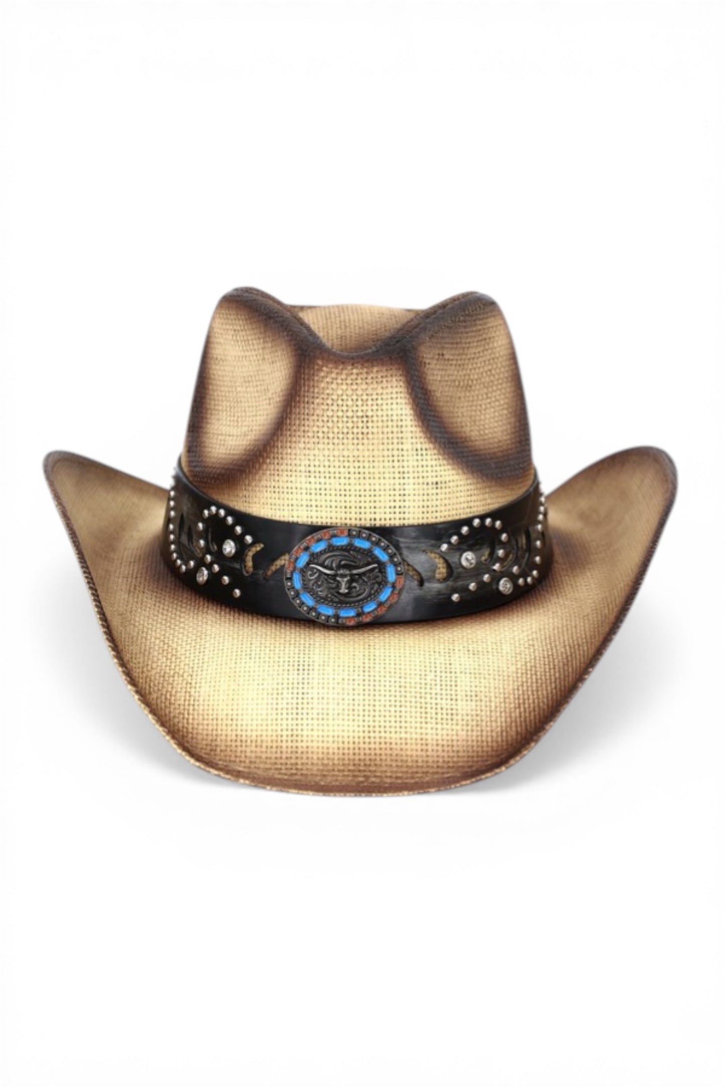 Abel Vintage Straw Cowboy Hat With Rustic Pattern Band