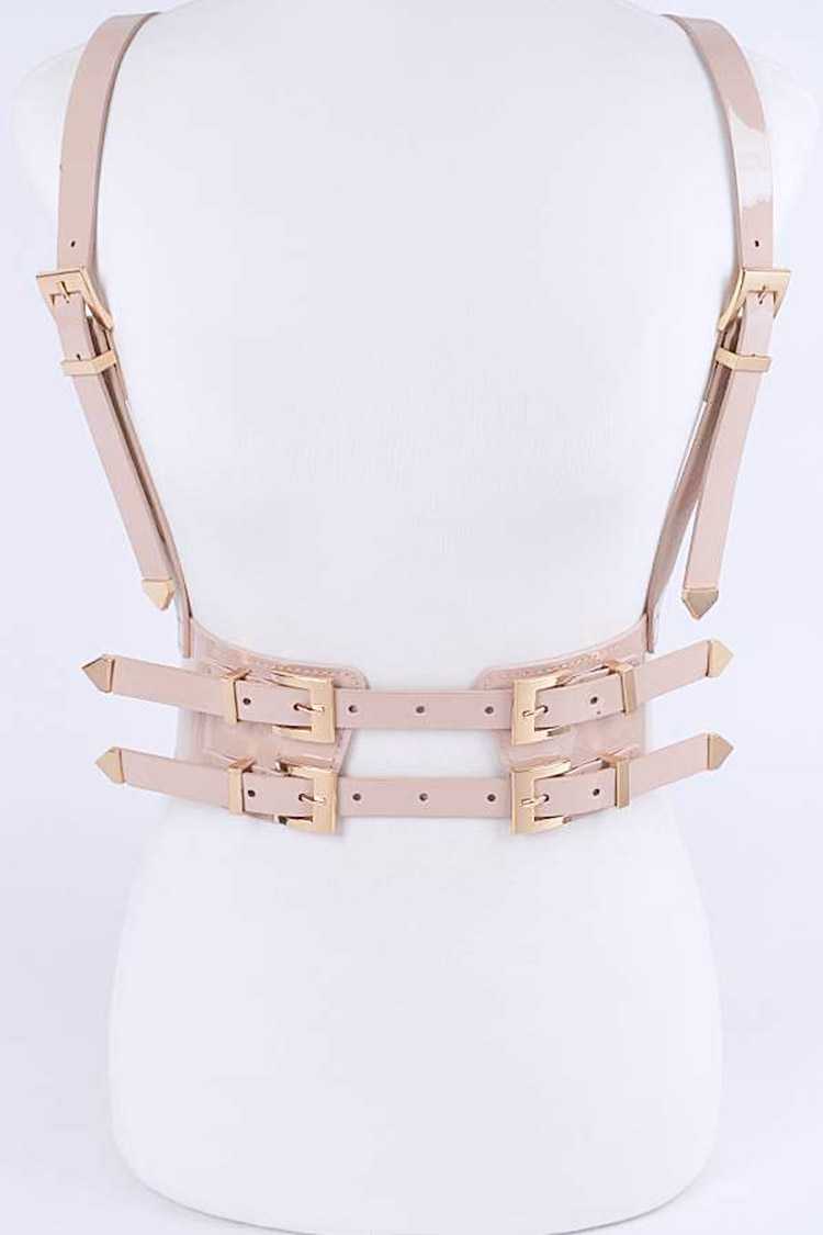 Black Vegan Leather Harness Belt (5 Colors)