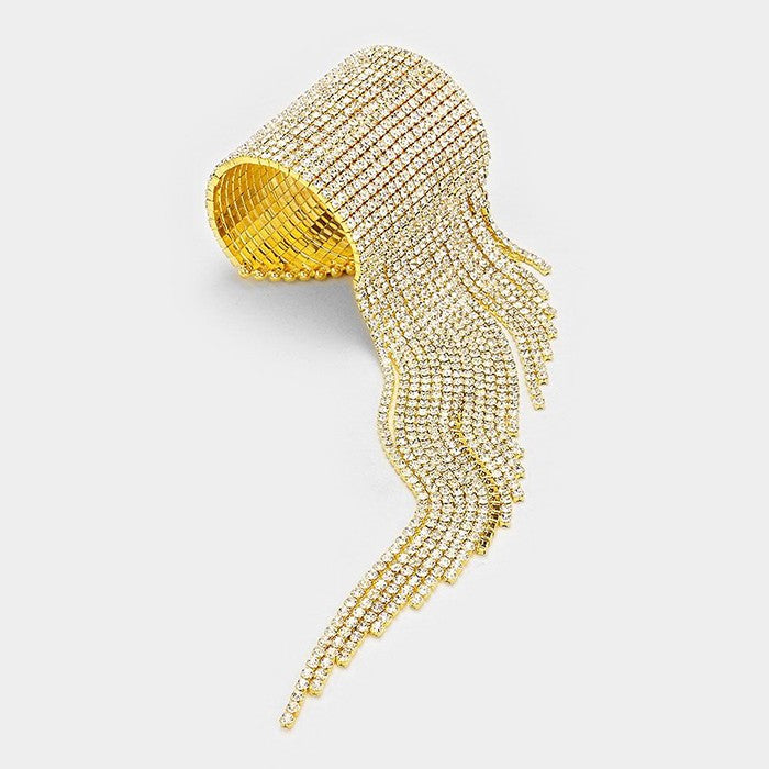 Aro Rhinestone Fringe Open Bracelet