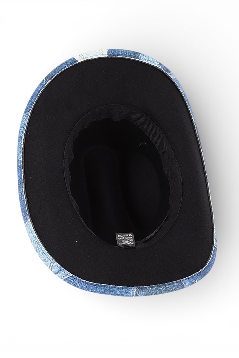 Ayo Blue Denim Patch Fedora Hat