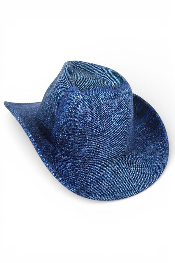 Az Blue Denim Western Fedora Hat