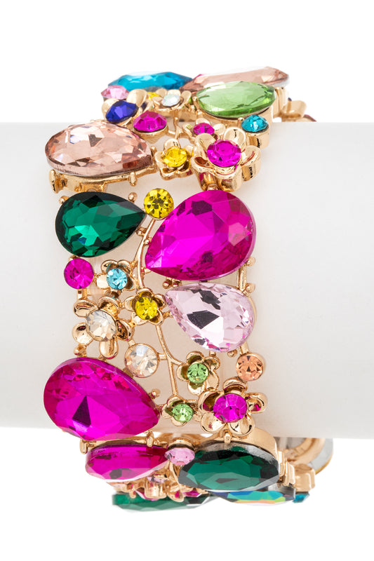 1 Multicolor Crystal Stretch Statement Bracelet