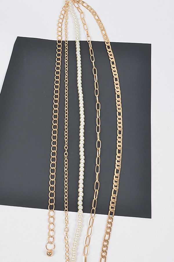 April Gold & Pearl Layered Chain Statement Belt