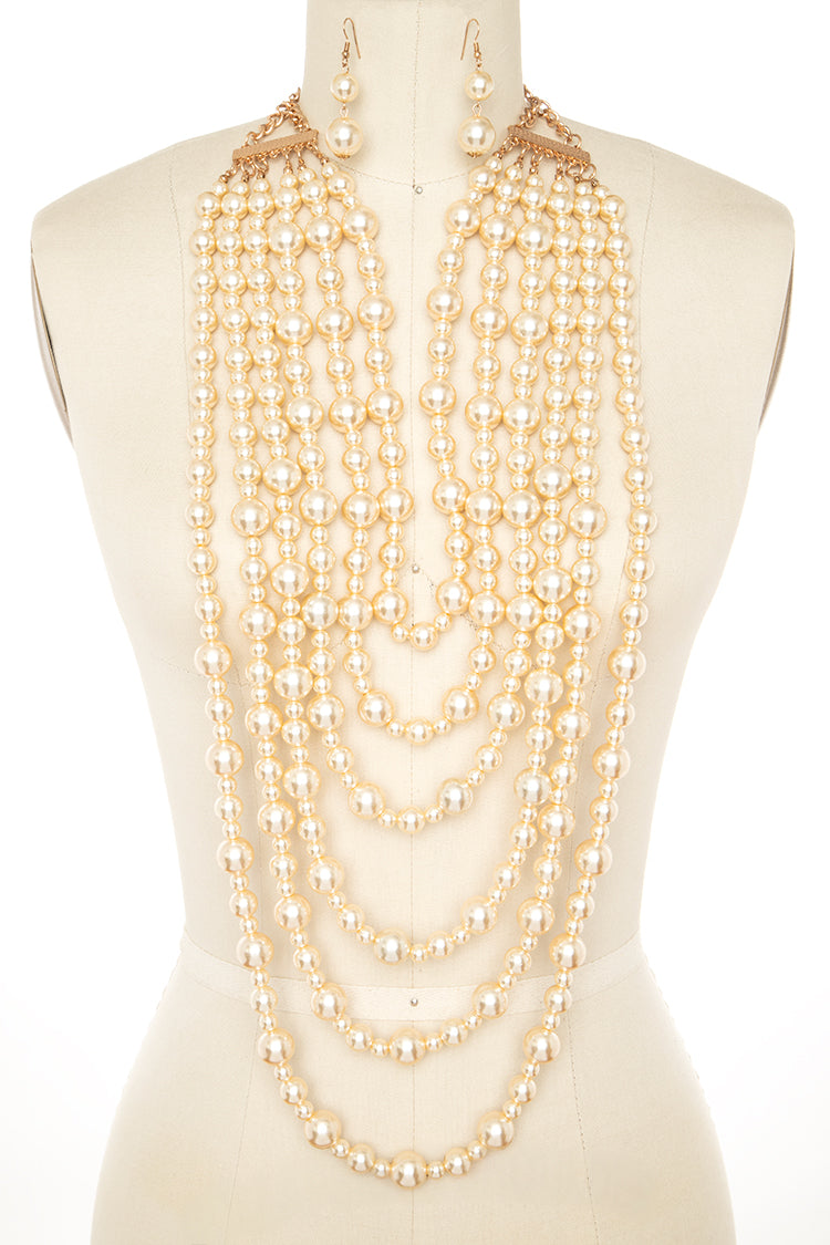 Aja Long Pearl Statement Necklace