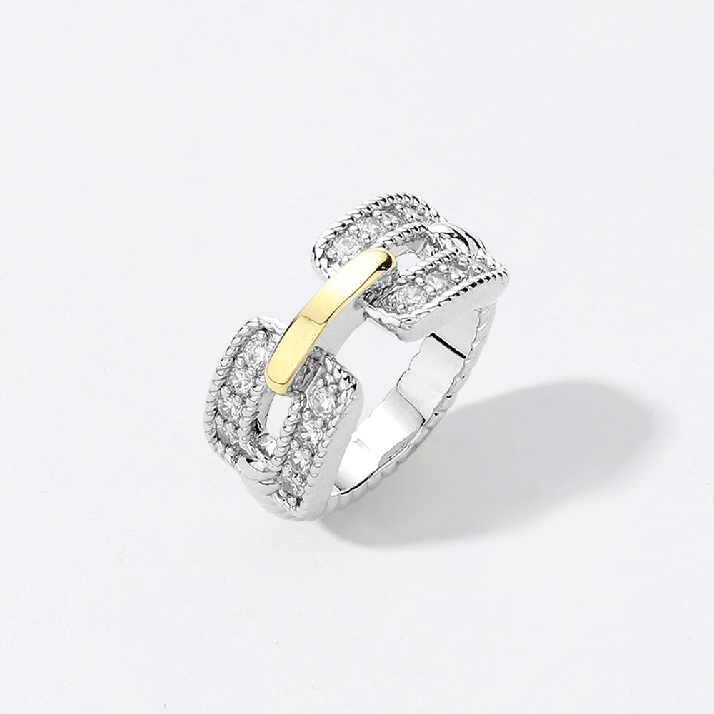 2-Tone Cubic Zirconia Cocktail Ring