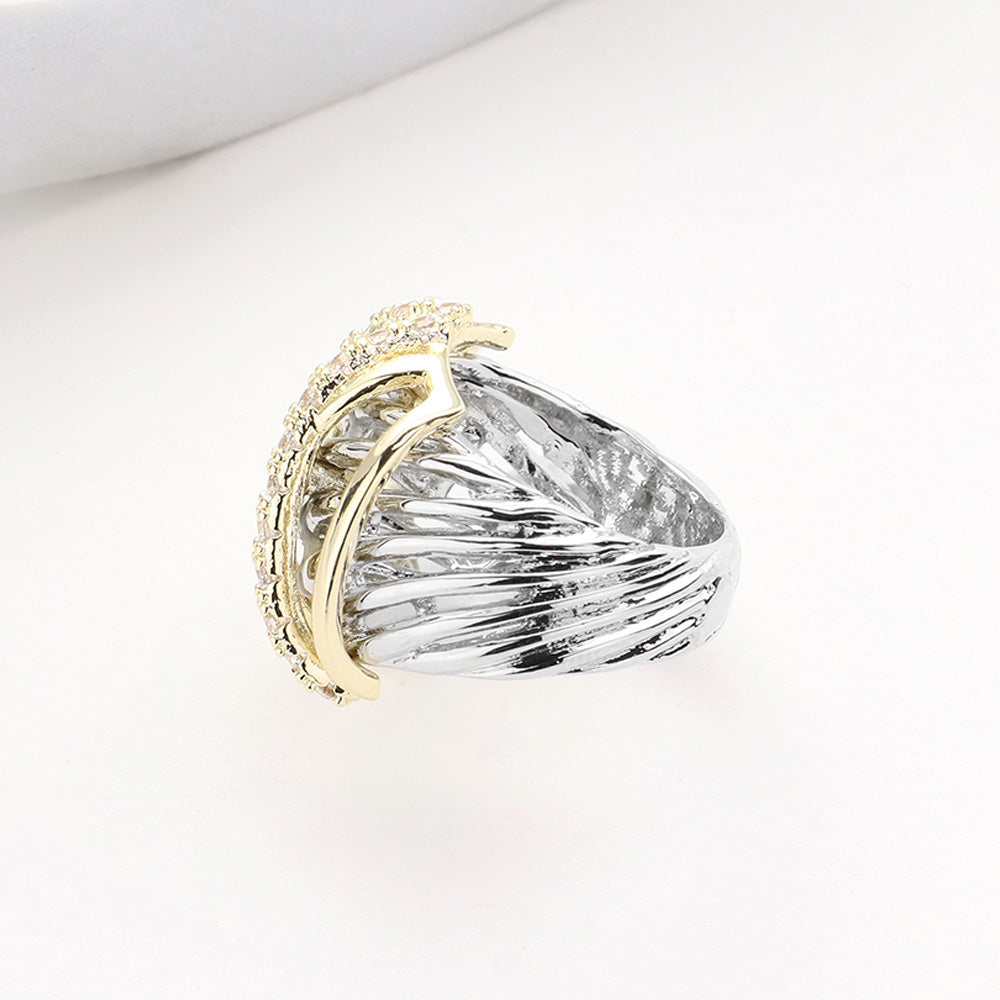 2-Tone Cubic Zirconia Cocktail Ring
