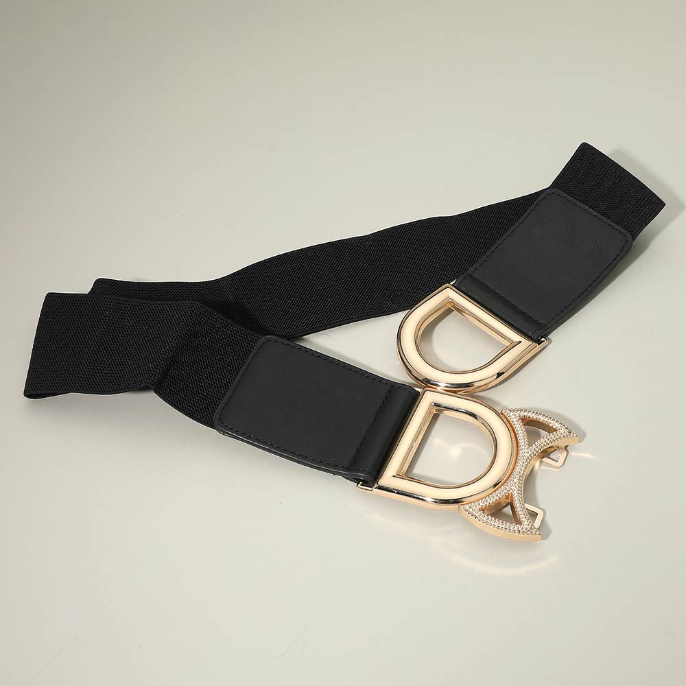 Bold Double D Sculpted Wide Waist Statement Belt