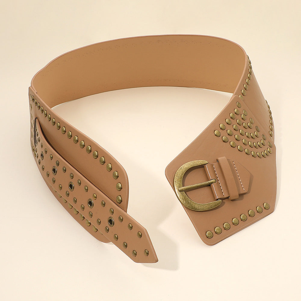 Abría Corset Western Faux Leather Studded Wide Waist Belt