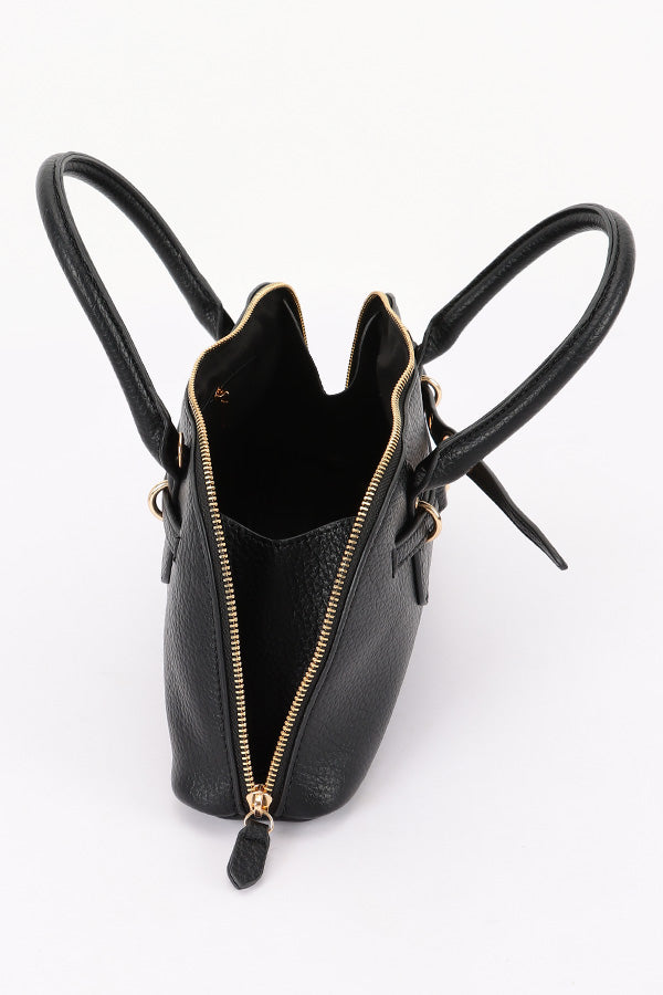2 Vegan Leather Top Handle Satchel Bag