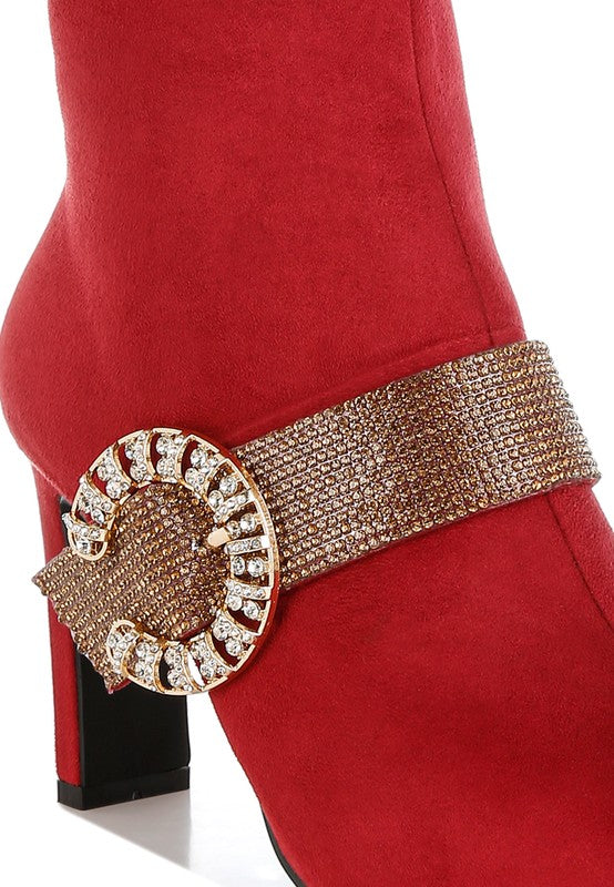 Diamante & Rhinestones Strap Boots