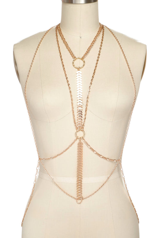 1 Gold Mix Chain Statement Fashion Body Chain