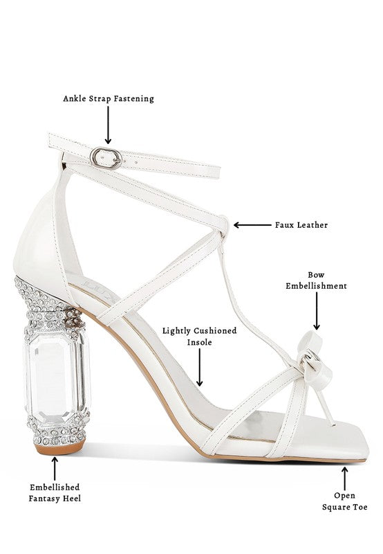 Z Affluence T Strap Stone Encrusted Heeled Sandal