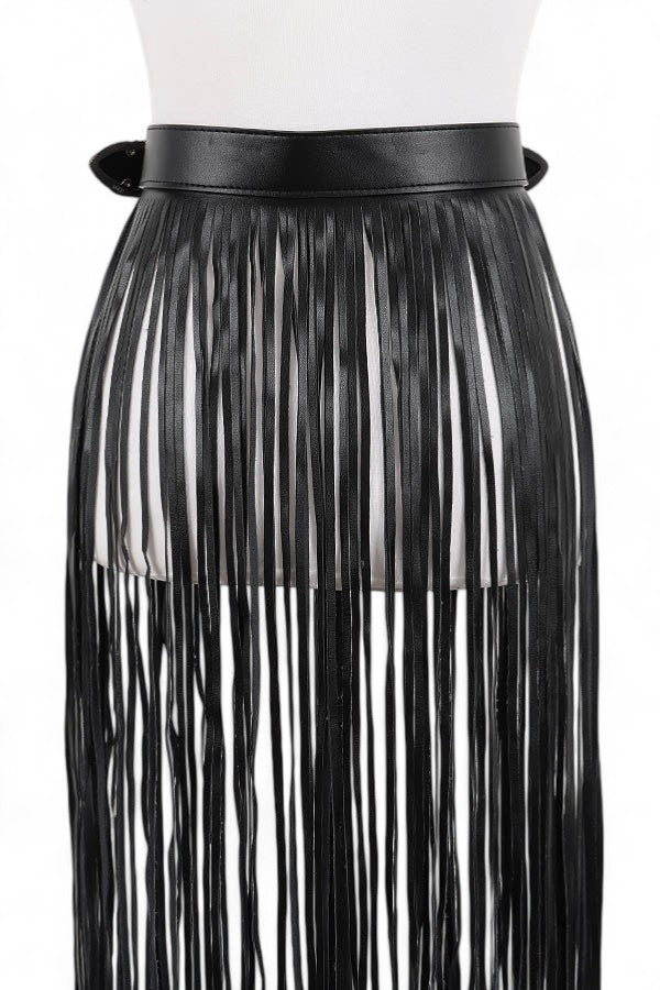 1 Double Buckle Leather Slash Western Skirt Belt