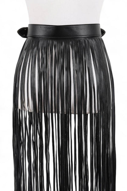 1 Double Buckle Leather Slash Western Skirt Belt