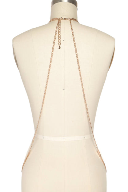 1 Crystal & Gold Bejeweled Statement Body Chain