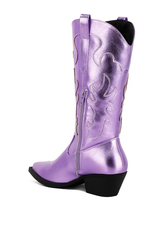 Cowby Metallic Faux Leather Cowboy Boots