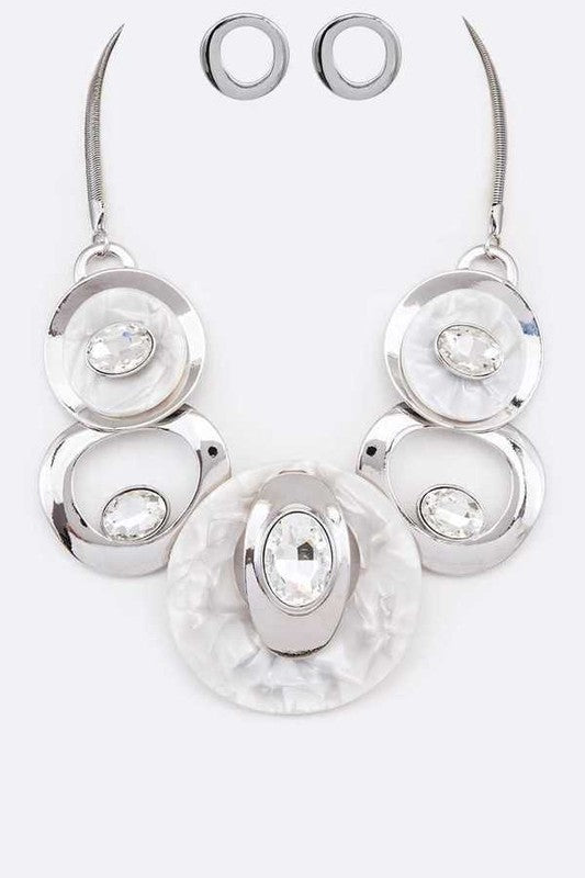 Crystal Hoops Statement Necklace Set