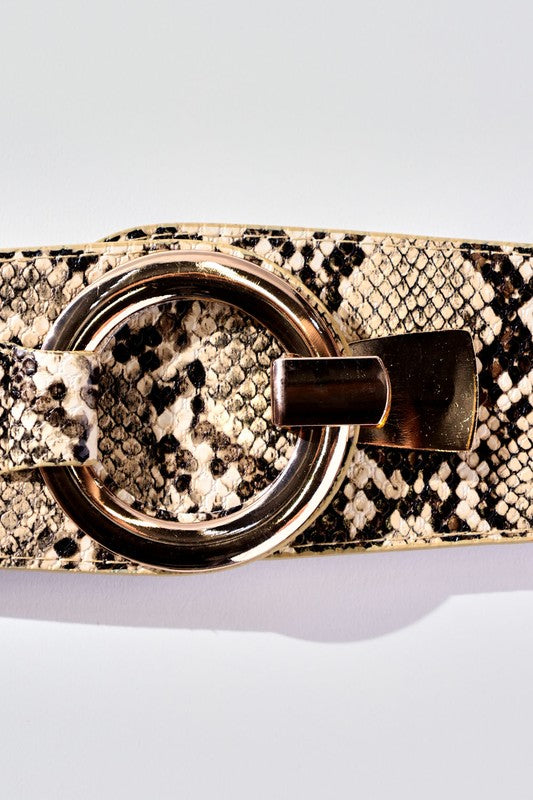 SNAKE PRINT WIDE FASHION BELT