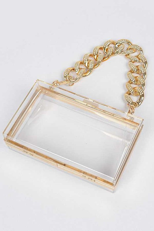 Crystal Chunky Chain Clear Box Clutch