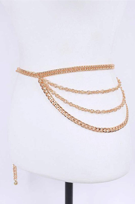 Mix Texture Layered Chain Belt