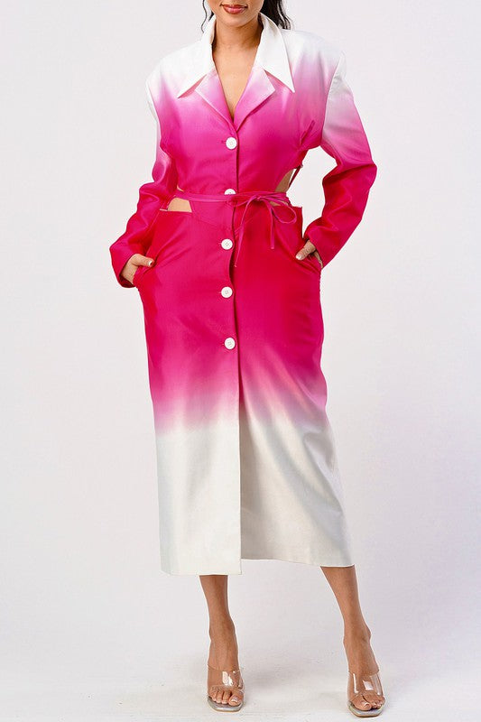 Color Gradient Spring Trench Coat