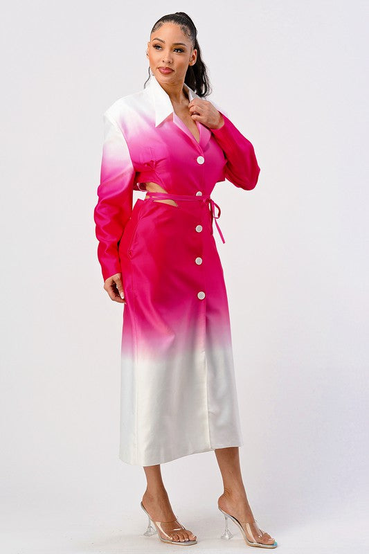 Color Gradient Spring Trench Coat