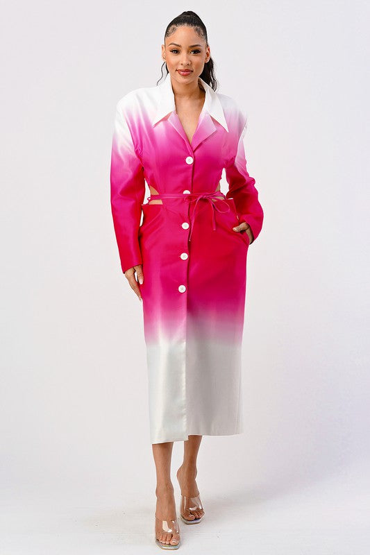 Color Gradient Spring Trench Coat