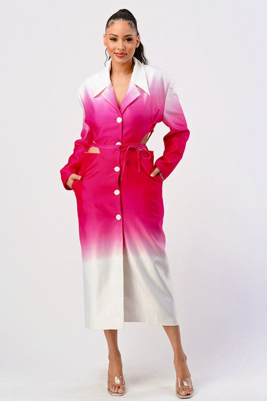 Color Gradient Spring Trench Coat