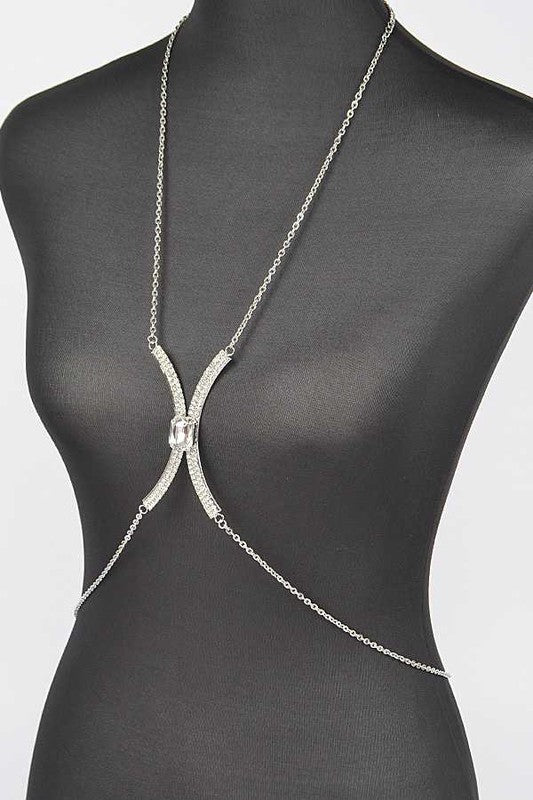 Baguette Stone Crystal Bra Chain