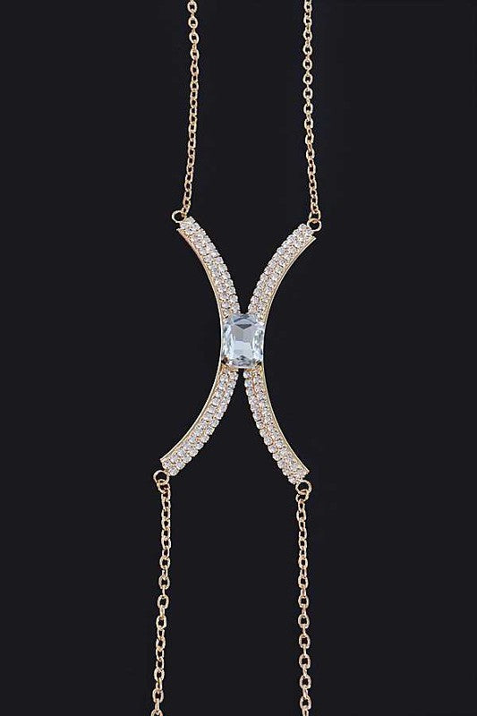 Baguette Stone Crystal Bra Chain