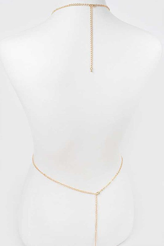 Baguette Stone Crystal Bra Chain