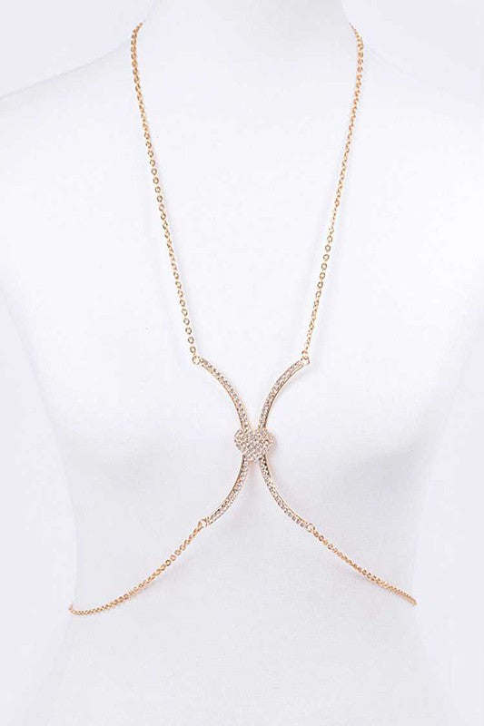 Rhinestone Heart Accent Body Chain